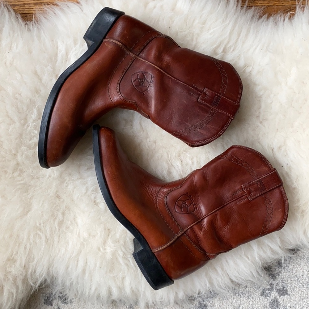 Ariat Brown Leather Western Roper Boots
